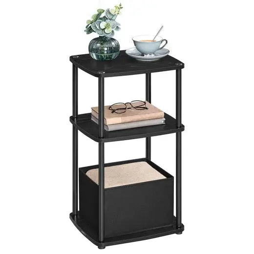 VASAGLE side table (1 table), bedside table, with 3 shelves, fabric basket, 30x34x58 cm